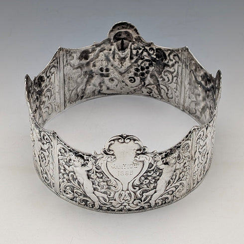 1893 年英國古董純銀針墊框架蘇珊娜黃銅